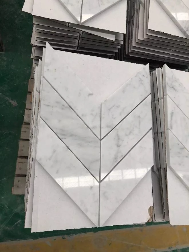 White Marble Herringbone Mosaic (4)(001)