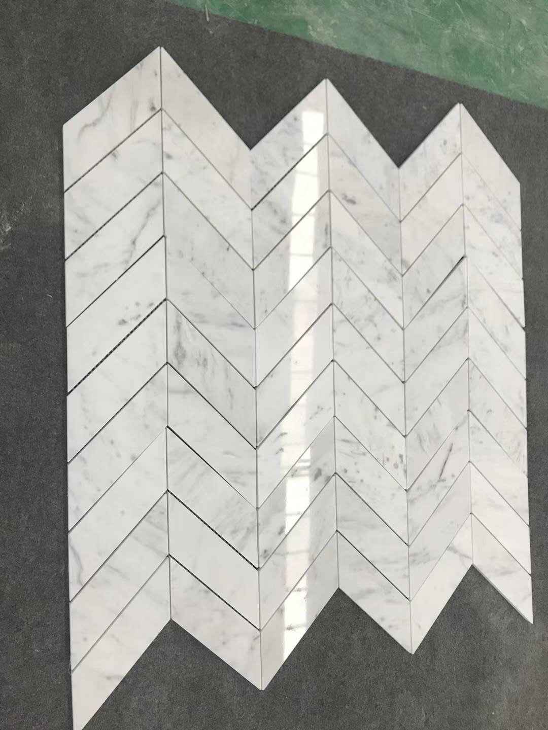 White Marble Herringbone Mosaic (5)