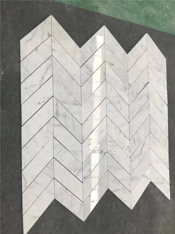 White Marble Herringbone Mosaic (5)